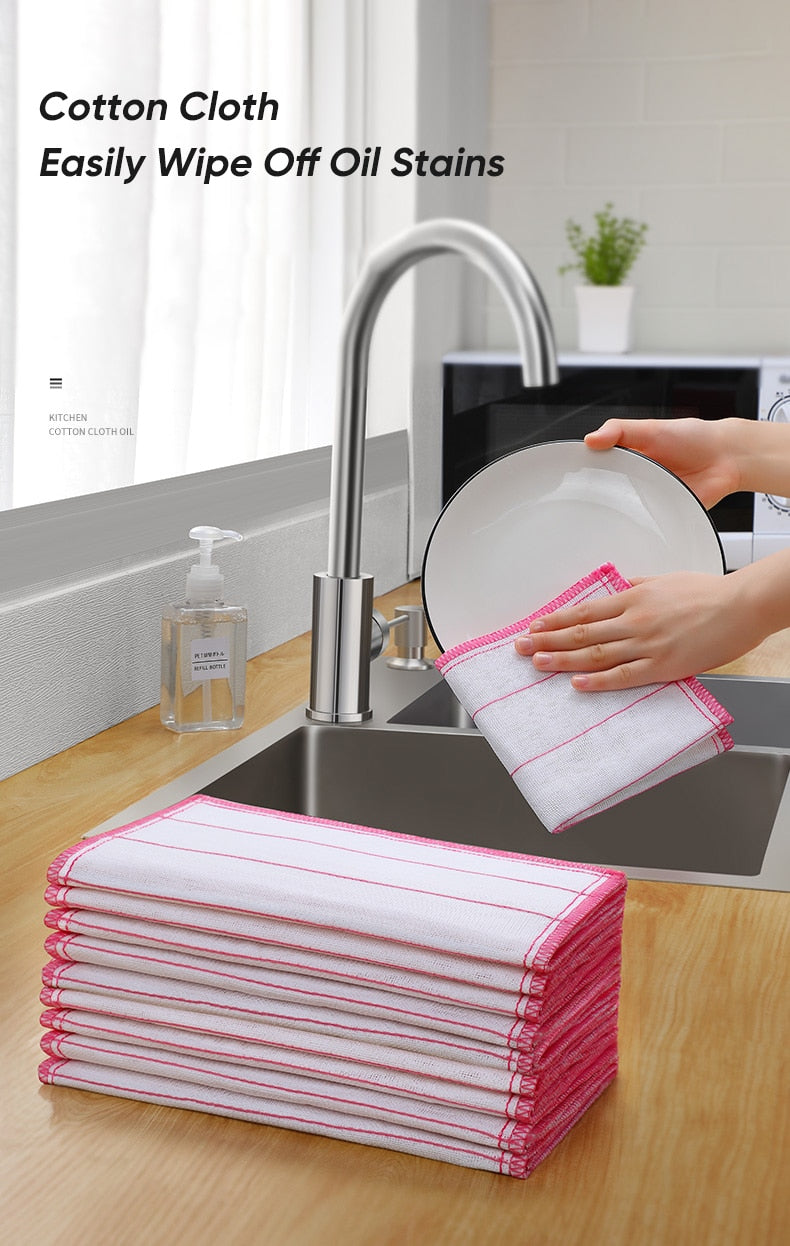 Kitchen Cotton Dishcloth - 8 Super Absorbent Dish Towels