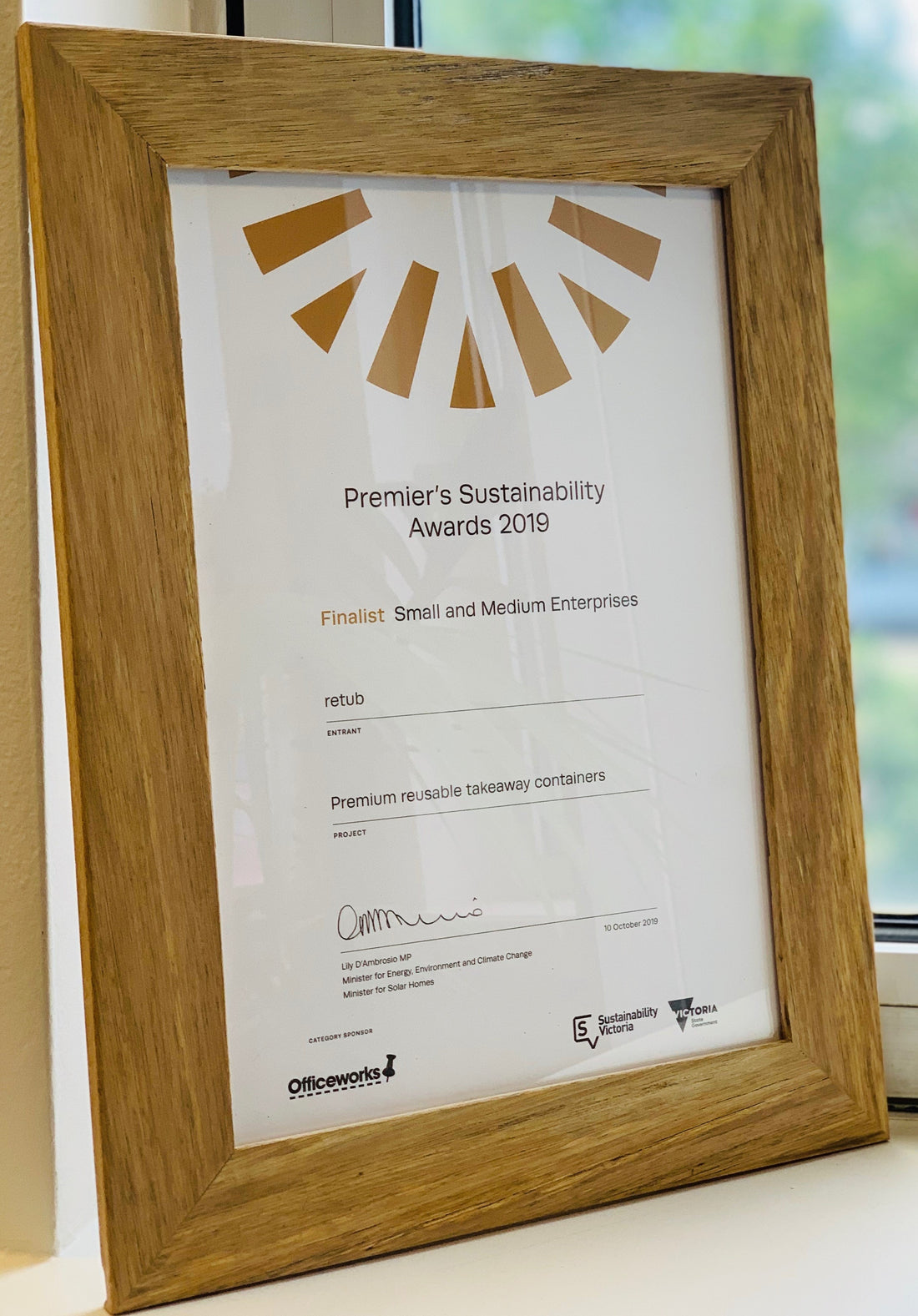 Finalist : Premier's Sustainability Award 2019